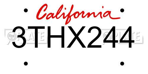 3THX244 California License Plate