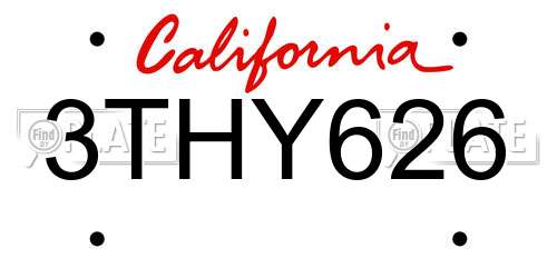 3THY626 California License Plate