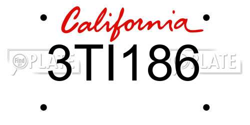 3TI186 California License Plate