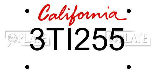 3TI255 California License Plate