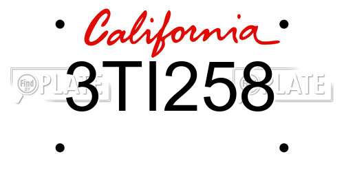 3TI258 California License Plate