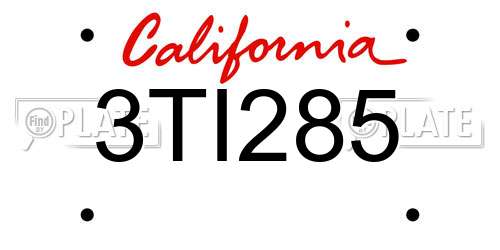 3TI285 California License Plate
