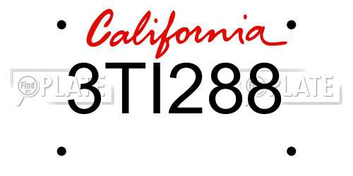 3TI288 California License Plate