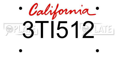 3TI512 California License Plate