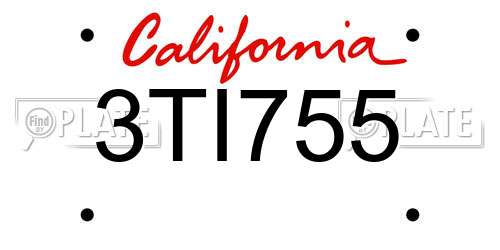 3TI755 California License Plate