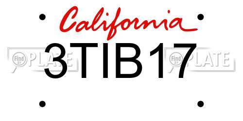 3TIB17 California License Plate