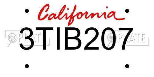 3TIB207 California License Plate
