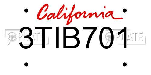 3TIB701 California License Plate