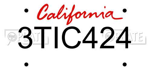 3TIC424 California License Plate