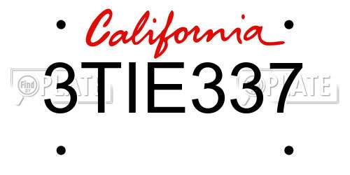 3TIE337 California License Plate