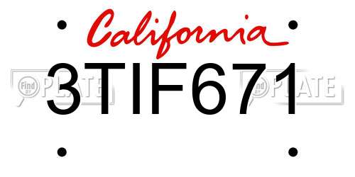 3TIF671 California License Plate