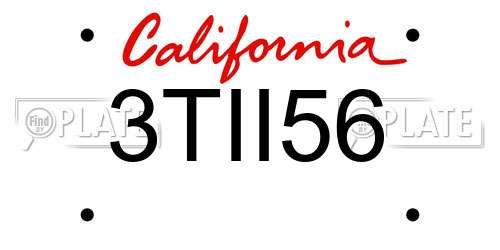 3TII56 California License Plate
