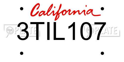 3TIL107 California License Plate