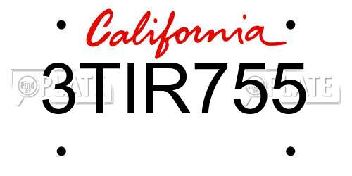 3TIR755 California License Plate