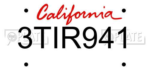 3TIR941 California License Plate