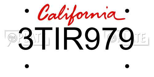 3TIR979 California License Plate