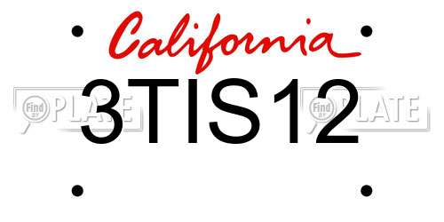 3TIS12 California License Plate