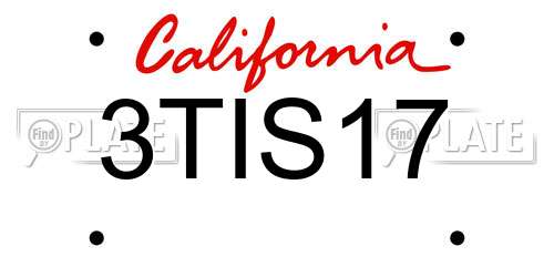 3TIS17 California License Plate