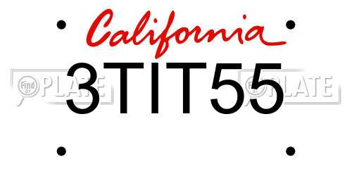 3TIT55 California License Plate
