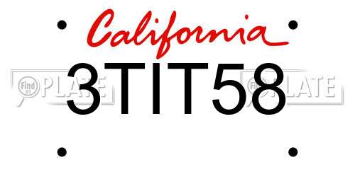 3TIT58 California License Plate