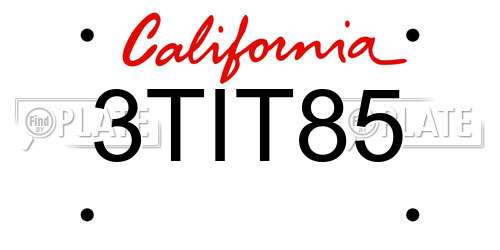 3TIT85 California License Plate
