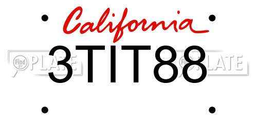 3TIT88 California License Plate