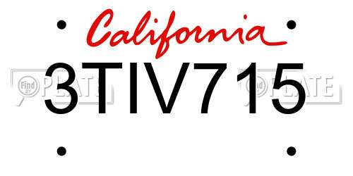 3TIV715 California License Plate