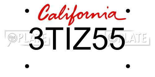 3TIZ55 California License Plate