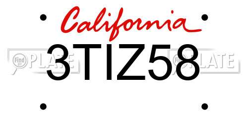 3TIZ58 California License Plate