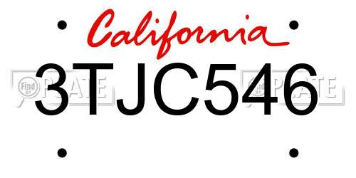 3TJC546 California License Plate