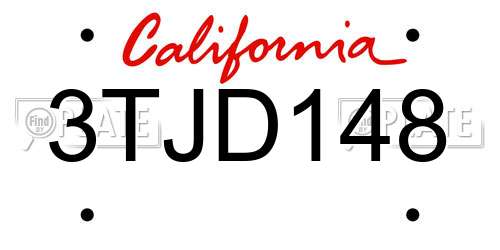 3TJD148 California License Plate