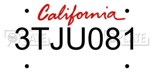 3TJU081 California License Plate