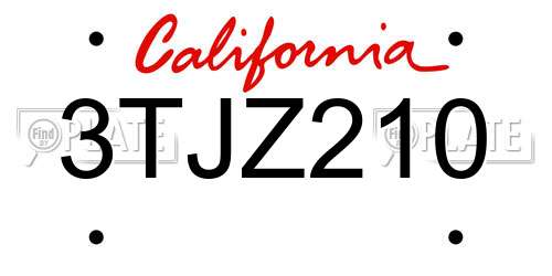 3TJZ210 California License Plate