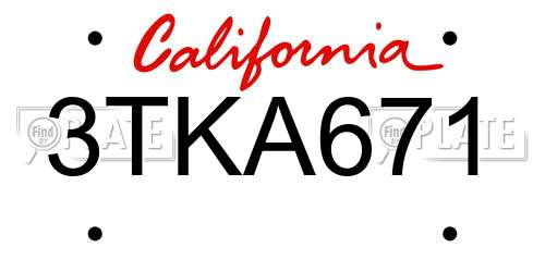 3TKA671 California License Plate