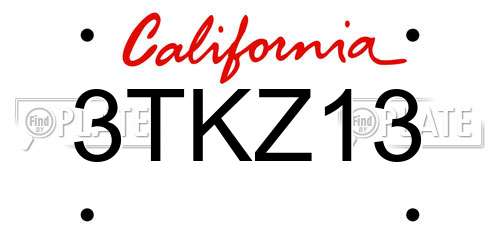 3TKZ13 California License Plate