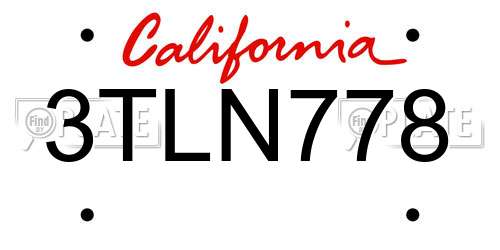 3TLN778 California License Plate
