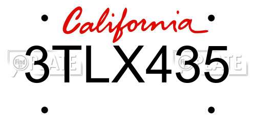 3TLX435 California License Plate