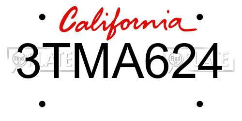 3TMA624 California License Plate