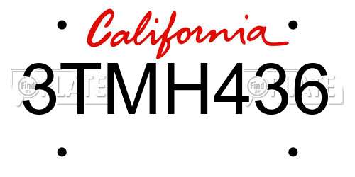 3TMH436 California License Plate