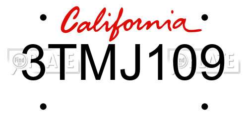 3TMJ109 California License Plate