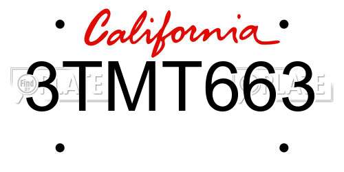 3TMT663 California License Plate