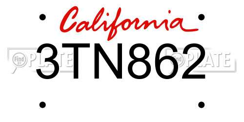 3TN862 California License Plate