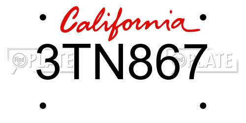 3TN867 California License Plate