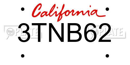 3TNB62 California License Plate