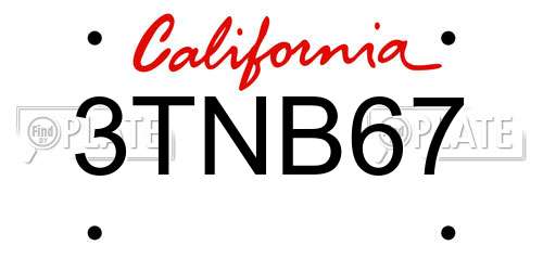 3TNB67 California License Plate