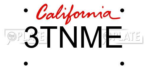 3TNME California License Plate