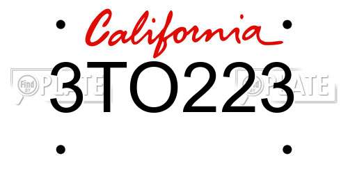 3TO223 California License Plate