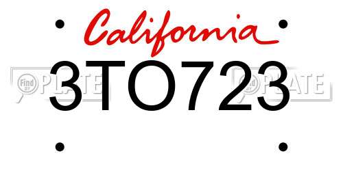 3TO723 California License Plate
