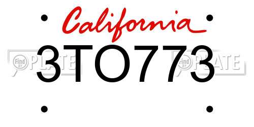3TO773 California License Plate