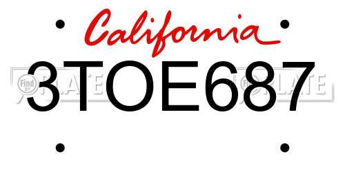 3TOE687 California License Plate
